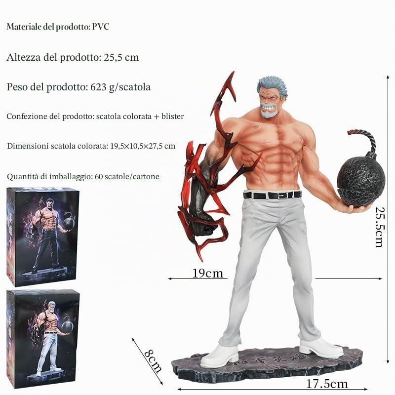 REOZIGN GARP, Figura di anime Fighting Iron Fist Bomb Monkey D. GARP, 35 cm, in PVC, personaggio cosplay, modello da collezione per gli appassionati di anime, regalo (bianco)