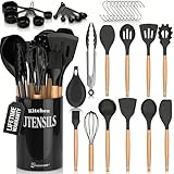 PREMIUM SILICONE MEETS NATURAL WOOD — Crafted with smooth silicone heads and sealed wood handles that feel solid in your hand. No flimsy construction, no rough edges — well-made kitchen tools for real, everyday cooking HEAT RESISTANT UP TO 446°F — St...