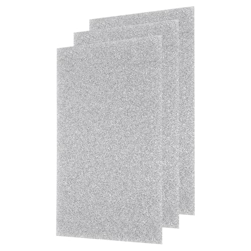 Image of MECCANIXITY 3 Pcs Silver Glitter Acrylic Sheets 1 /8 inch Thickness 12 inch x 8 inch Glossy PMMA Fluorescent Plastic Sheets Extruded Translucent Blanks for DIY Art Crafting Laser Cutting & Engraving