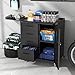 BIZOEIRON Metal Storage Cabinet with Wheels, Garage Storage Cabinet with 1 Door and 4 Drawer, Rolling Tool Cabinet, Assembly Required, Black