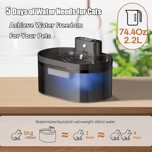 Fuente de Agua para Gato 2.2 L inalámbrica y automática miniatura 5