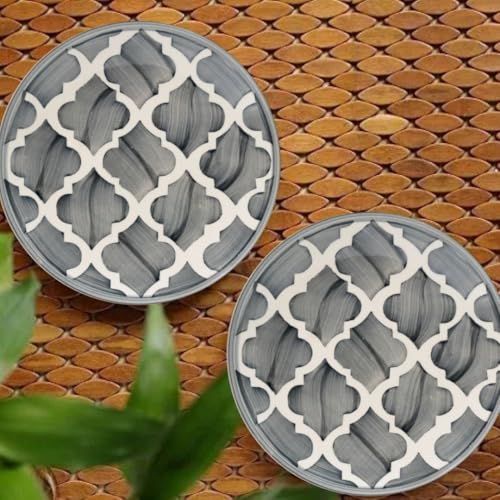Image of Ash Grey Ceramic Round Plates - Set of 4 (7.28 inch) | Microwave, Oven & Dishwasher Safe | Perfect for Dessert, Salad & Small Meals | Elegant Porcelain Dish | Ideal for Gifting
