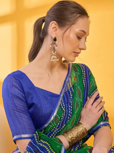 Image of SIRIL Women's Printed Chiffon Saree with Unstitched Blouse Piece