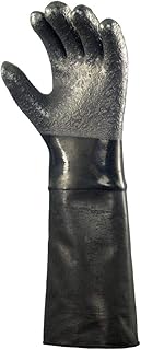 Ansell 19-024 Black 10 Neoprene Chemical-Resistant Gloves - 18 in Length - Rough Finish [PRICE is per PAIR]