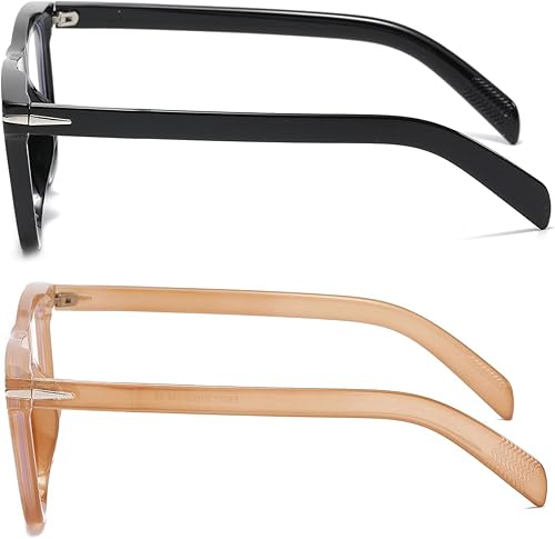 Miniatura 3 de NIDOVIX Lentes de bloqueo de luz azul cuadrados de moda para hombres y mujeres, lentes de computadora sin receta con marco de moda (negro + ámbar)