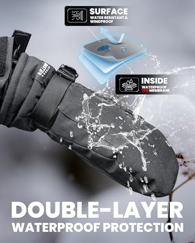 OutdoorMaster Guantes de esquí para hombre y mujer, Thinsulate, impermeables, guantes de nieve, cálidos, resistentes al viento, con doble bolsillo - imagen 3