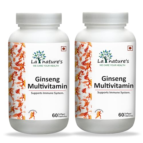 Image of La Nature's Ginseng Multivitamins & Multimineral (60 Softgel Capsules) Korean Ginseng Root Extract - Energy & Immune Support - Men & Women Soft gels (Pack of 2)