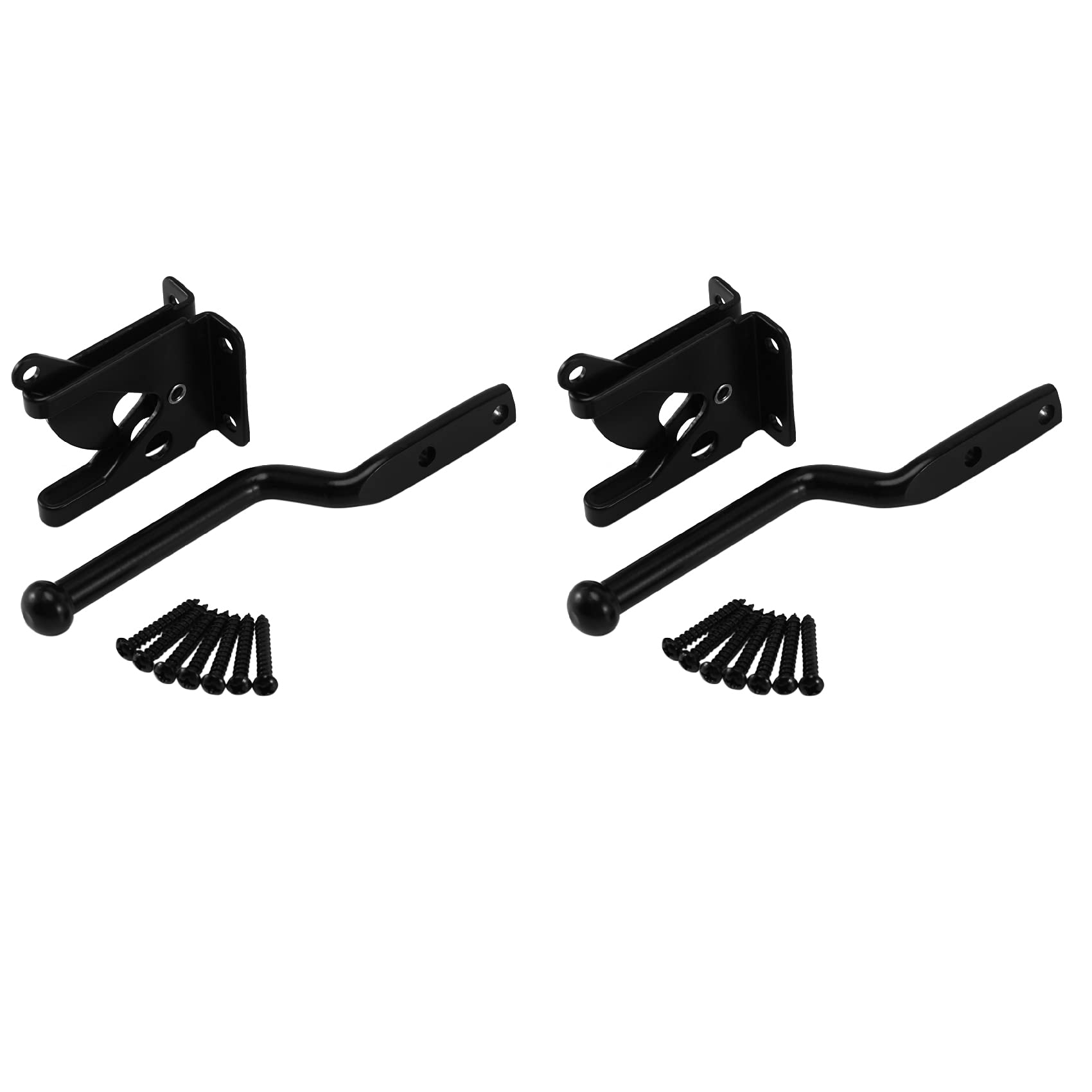 Duendhd Black 2X Locking Gate Latch Automatic Gravity Lever Fence Gate Lock For Wood Fence Gate Door Latches Steel