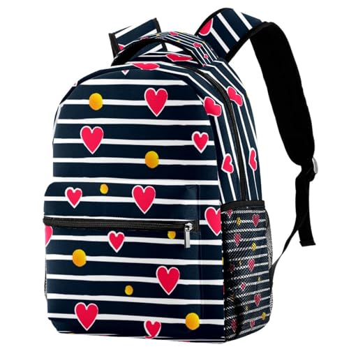 Sac à dos d'école à motifs cœurs pour adolescentes et adolescents 40cm