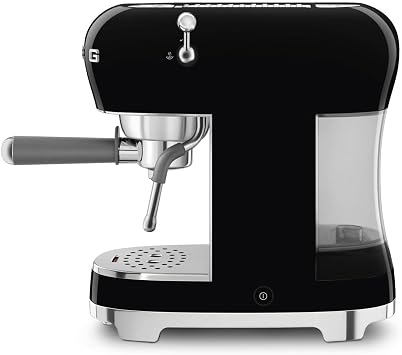 Smeg Manual Espresso Machine with Steam Wand, 15 Bars of Pressure, Stainless Steel Porta Filter, Passive Cup Warmer, User Friendly Controls, and Measuring Scoop Tamper Made in Italy (Black)