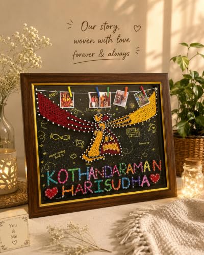 Image of HBH Wedding Couple Display Board with Names Photos Wall Decor