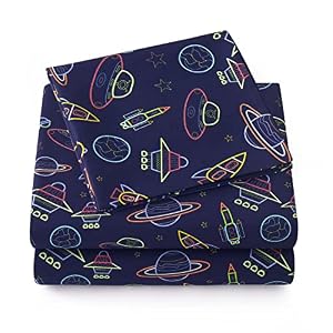 Sweet Home Collection Kids Sheets Neon Raumschiffe Bettlaken