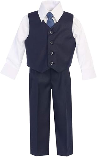 Lito 8570 - Conjunto de chaleco y pantalón para ocasiones especiales para niños, Azul Marino, 5