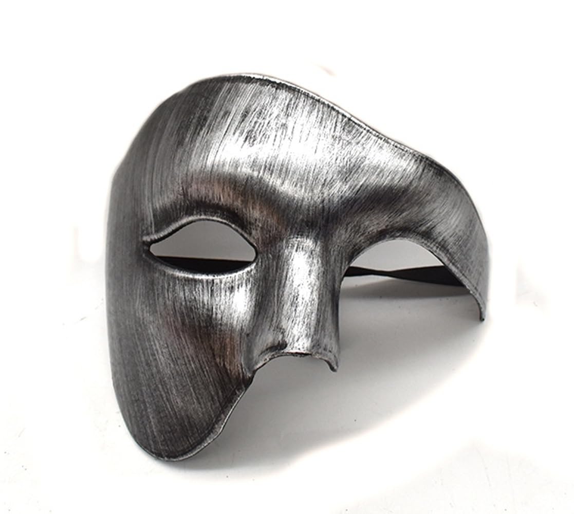 Komonee Half Face Halloween Mask Bronze Phantom Of the Opera Costume Adult Outfit Venetian Carnival Masquerade Party Fancy Dress Cosplay For Men Women