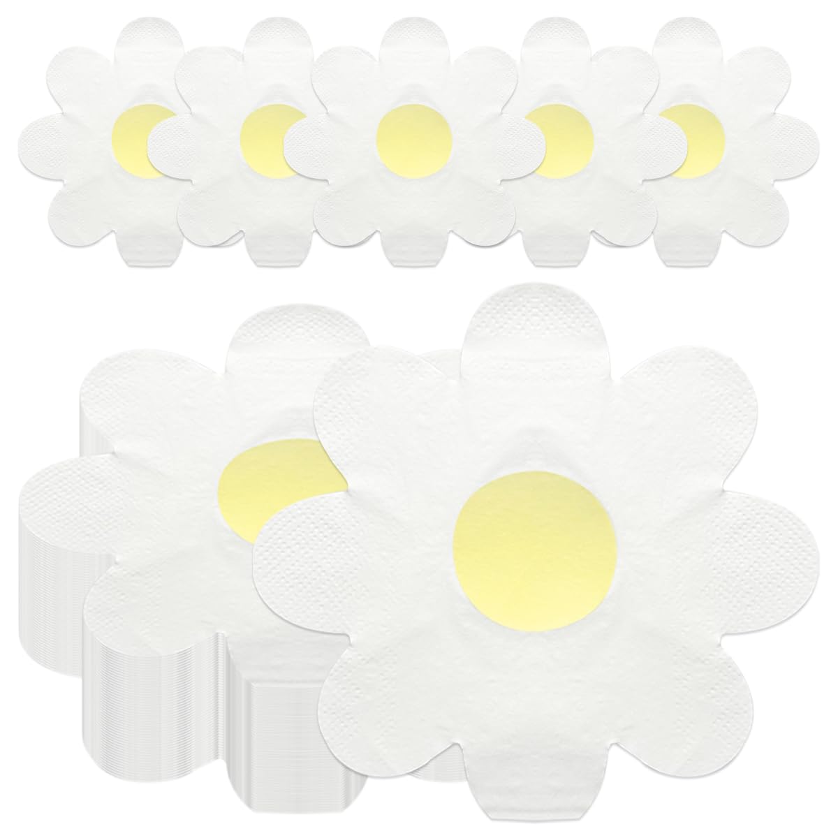80 servilletas de margaritas, servilletas de papel de margaritas en forma de flor, servilletas de cena desechables para bodas, fiestas de cumpleaños, baby shower, suministros de vajilla