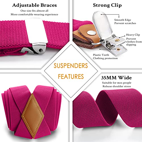 Image of HISDERN Bow Tie and Suspenders for Men Elastic X-Back Suspender and Bowtie Set Adjustable Braces for Wedding Tuxedo