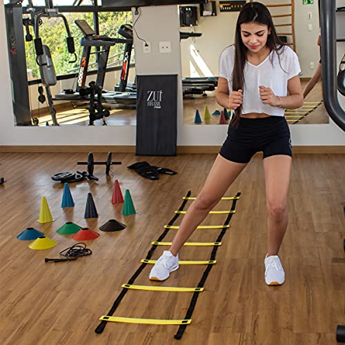 Kit Funcional Escada Agilidade + Corda Crossfit + 10 Pratos + 10 Cones Treino