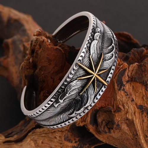 TURTLEDOVE Viking Compass Cuff Bracelet, Stainless Steel North Star Cuff Bangle, Vintage Nautical Jewelry for Men4