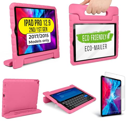 Official Cooper Dynamo Kids iPad Pro 12.9 Case for 1st/2nd Generation (2015/2017) | Unbreakable Protection, Magic Handle, Stand & Pencil Holder (NOT for 2018-2022 3rd-6th Gen) (Bubble Gum Pink)
