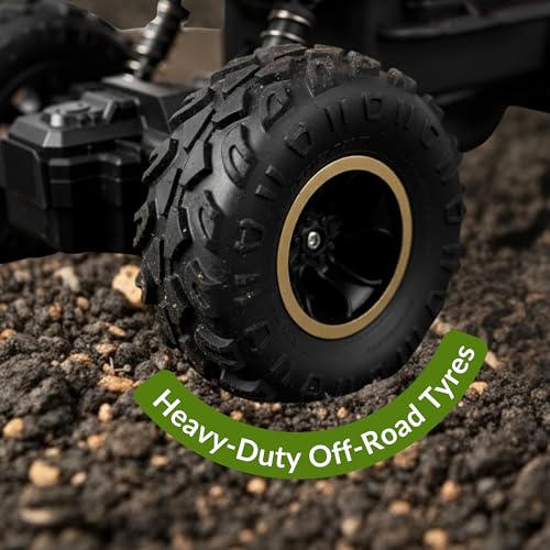 Image of Lilplay Monster Truck | Rechargeable Remote Control Car for Kids | Rock Crawler 5 Function 1:18 RC Car with Smoke | Offroad High Speed Rock Climbing Toys for Boys (Green)