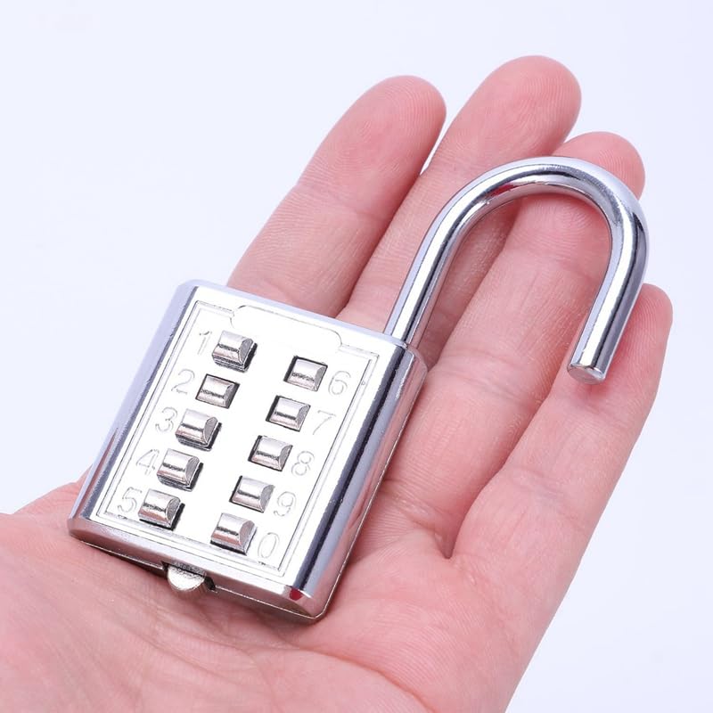 10 Stück Diebstahlsicherung mit Zahlenkombination, Vorhängeschloss, Zahlenschloss, Passwortschloss, Sicherheitsschloss aus Zinklegierung, Koffer, Gepäck, Codeschloss