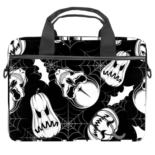 Sacoche PC portable motif tête de mort et citrouille sac en toile multicolore