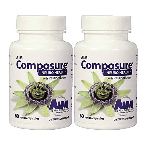 AIM Composure Neuro Health Supplement (2 Bottle) 60 Vegan Capsules for Stress Reduction and Relaxation