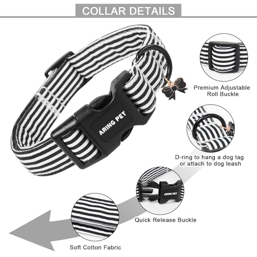 Image of ARING PET Black Striped Dog Collar for Small Medium Large Boy Girl Dogs-XS