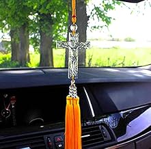 Colgante de coche para interior de coche, colgante de coche (color: cruz blanca, oreja amarilla)