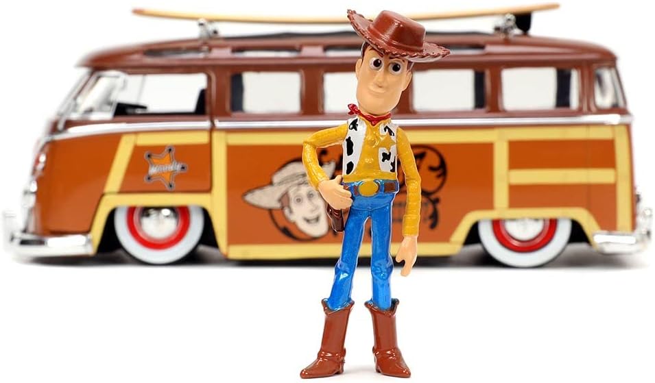 Jada Disney Pixar Toy Story 1:24 Volkswagen T1 Bus Diecast Vehicle and Woody Figure 2.75"