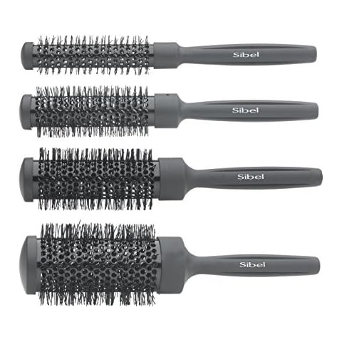 Sibel Ceramic Heat-Retaining Radial Brush Set of 4 - Black Cover