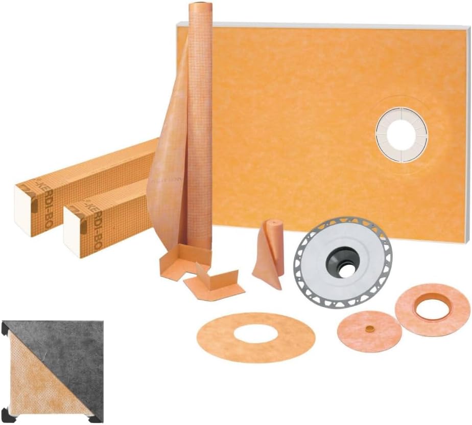 Schluter Kerdi 38-Inch X 60-Inch Off-Center Shower Kit with Tileable Drain