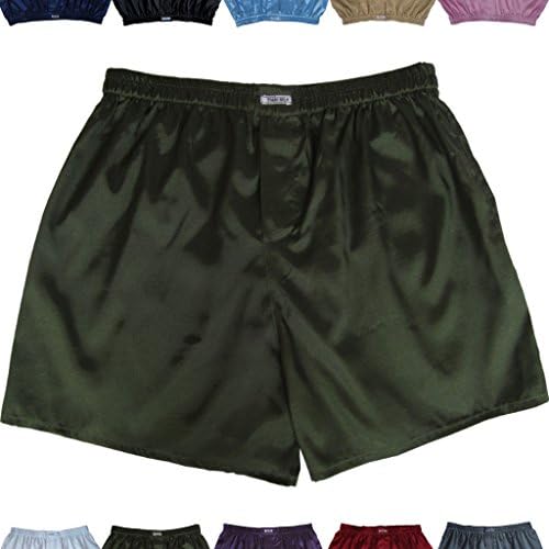 NEW Comfort Satin Boxer Shorts Men's Sleepware Underwear, 28"-30", Dark Green
