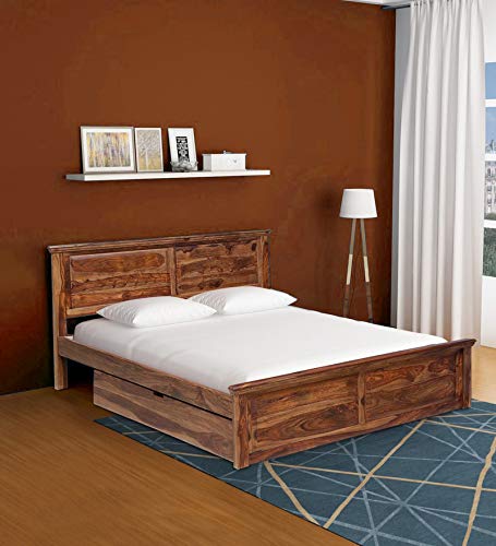 GR FURNITURE Wooden King Size Designer Bed for Bedroom | Solid Wood Double Bed Cot with 2 Drawer Side Storage for Bed Room & Home | Sheesham Wood, Natural Teak (B09Z6T7863) Amazon Price History, Amazon Price Tracker