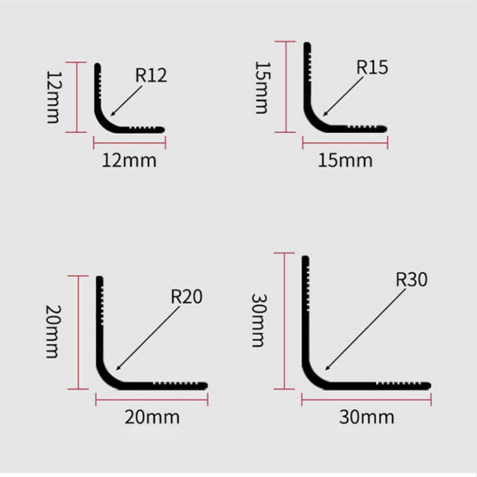 Lot de 3 profilés d'angle en aluminium pour protection des sols et des murs, imperméables et durables pour la maison et la cuisine (bronze, 30 mm)