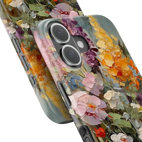 Image of Goodon for iPhone 16 Plus Case Cute - Wireless Charging Compatible - Dual-Layer Hard Shell + Silicone Cover - Protective Phone Case with Trendy Designs for Women - Oil Painting Flowers