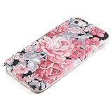 Vintage Floral iPhone SE 5S 5 Protective case Ucolor Hard PC + Soft TPU Tough Case for iPhone SE 5S 5 with Slim Tempered Glass Screen Protector