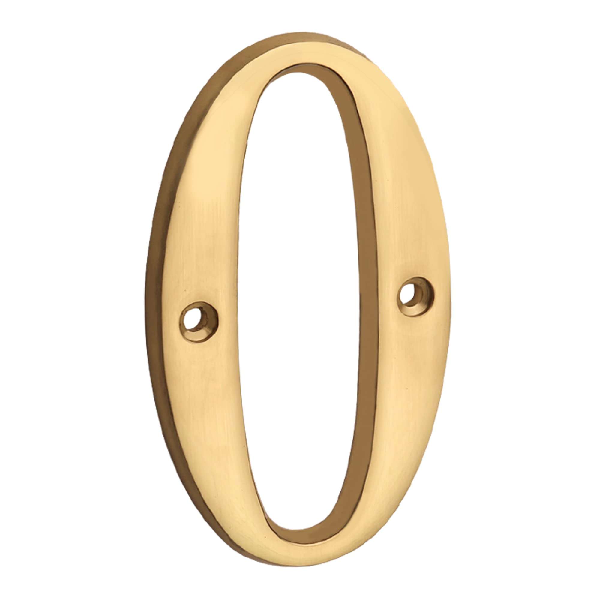 HASWARE 4 Inch Brass Modern Curvy House Number Polished Brass Finish Stylish Door Numbers Signage Plaque Street Home Address Numerals (0, Brass)
