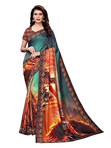 Image of AKHILAM Women's Bahubali Digital Printed Art Silk Saree with Blouse Piece (BHBLI Parent)