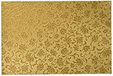 Dainty Home Faux Leather Susan Floral Slip Resistant Suede Backing Embossed 3D Surface Luxury Place Mats Set of 4, 12 inch x 18 inch Rectangle, Solid Textured Gold