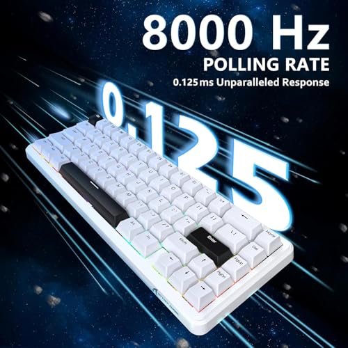 Image of ATTACK SHARK X65 HE Wired Rapid Trigger Magnetic Switch 65% Mechanical Gaming Keyboard, Hall Effect Top Mounted RGB Hot Swap,Adjustable Actuation,8KHZ Polling Rate,PBT Keycaps for Win /Mac(White)
