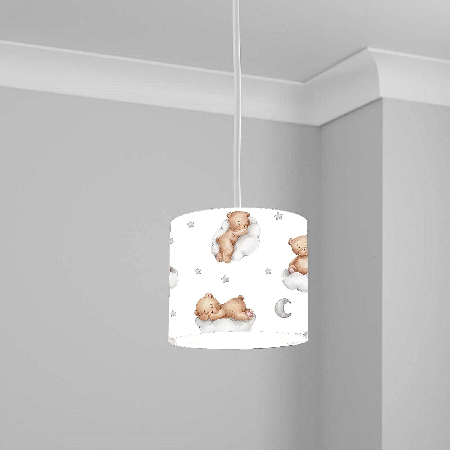 Adorable Teddy Bear and Moon Ceiling Lampshade Lightshade for Nursery - Multiple Sizes (30 x 21cm Ceiling)