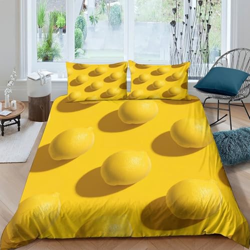 Parure de lit citron microfibre 135x200 avec housse de couette single - 2