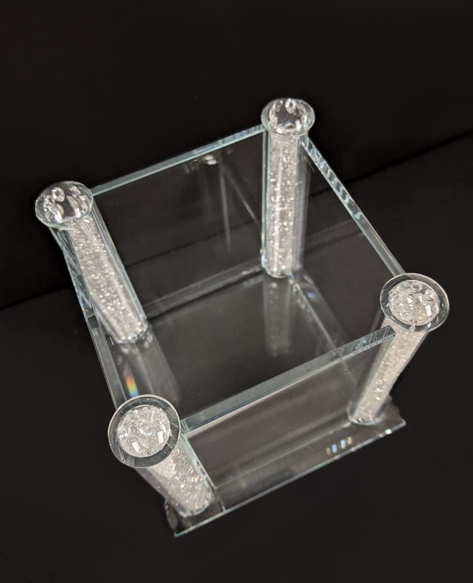 Elegant Crystal Filled Utensil Holder, Table Top, Pencil Holder, Flower Vase, Organizer -Comes in Beautiful Gift Box
