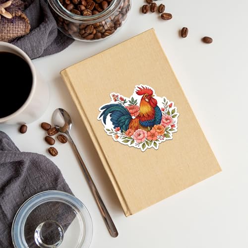 Image of Chicken Sticker 8 Pcs (Large Size) Vinyl Stickers Laptop Waterproof Decal for Car Bumper Water Bottle Notebook Luggage Window Funny Party Birthday Decorations - Size 4 Inches
