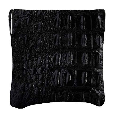 Image of Nabob Leather Genuine Leather Squeeze Coin Purse, Coin Pouch Made IN U.S.A. Change Holder For Men /Woman Size 3.5 X 3.5 (Black Croc)