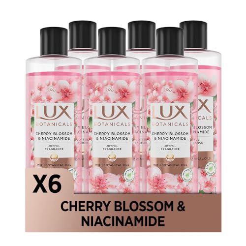 LUX Bagnodoccia Botanicals, Cherry Blossom & Niacinamide, Bagnoschiuma Uomo e Donna, con Niacinamide, Fragranza ai Fiori di Sakura, con Oli Botanici, 94% Ingredienti Naturali, 6 pezzi da 490ml