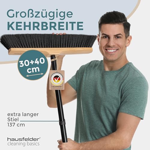 Hausfelder Zimmerbesen mit Stiel 30 cm + 40 cm Stubenbesen fein und weich, 2 x Handfeger klein (30cm + 40cm Besen + Handfeger) – Bild 3