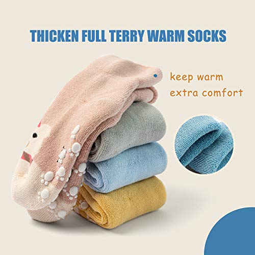Infant Baby Non Slip Socks Baby Boys Winter Warm Socks With Grips For Baby Girls Terry Socks Bears 6-12 Months #TOP5