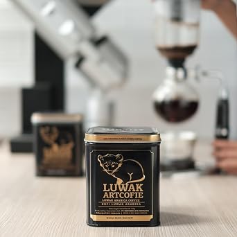 Artcofie Luwak Arabica Coffee, Premium Indonesian Civet, Tin Kopi Ground Bubuk weasel civet cat 100g